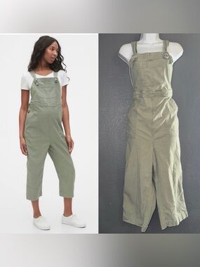 GAP Maternity Womens Olive Green Denim Overalls Jumpsuit size Medium